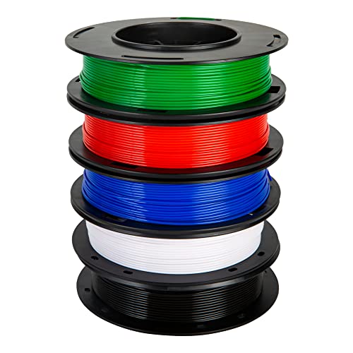 PLA Filament 1.75mm, TINMORRY Filament 1.75 PLA für 3D Drucker, Combipack Nettogewicht 1.25 kg, Schwarz+Weiß+Rot+Dunkelblau+Dunkelgrün von TINMORRY