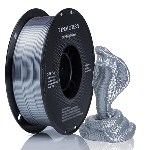 Silk PLA Filament 1.75mm 1kg, TINMORRY Tangle-free Filament PLA 3D Printing Materials for 3D Printer, 1 Spool, Silk Silver von TINMORRY