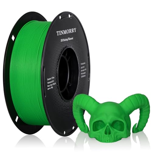 TINMORRY Glasfaser PETG Filament 1.75mm, hohe Schlagzähigkeit PETG GF 3D Druck Filament, Haltbarkeit & Steifigkeit, Passend für die meisten FDM 3D Drucker, 1 KG 1 Spule, Frosted Grün von TINMORRY