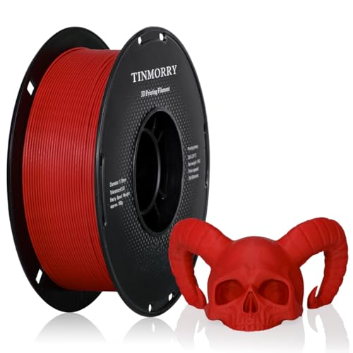 TINMORRY Glasfaser PETG Filament 1.75mm, hohe Schlagzähigkeit PETG GF 3D Druck Filament, Haltbarkeit & Steifigkeit, Passend für die meisten FDM 3D Drucker, 1 KG 1 Spule, Frosted Rot von TINMORRY