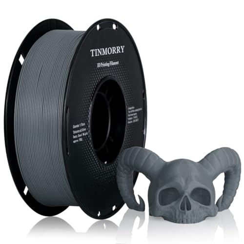 TINMORRY Glasfaserverstärktes PETG Filament 1.75mm, Hohe Schlagzähigkeit PETG GF 3D Druck Filament, Haltbarkeit & Steifigkeit, Passend für die meisten FDM 3D Drucker, 1 KG 1 Spule, Frosted Grau von TINMORRY