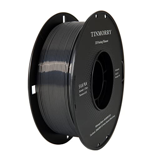 Ultra Silk+ PLA Filament 1.75mm, TINMORRY 3D Drucker Filament, 1 kg, 1 Spule, Eisen schwarz von TINMORRY