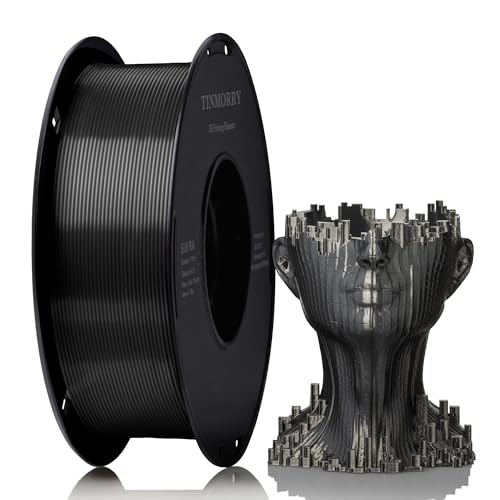Silk PLA Filament 1.75mm, TINMORRY 3D Drucker Filament, 1 kg, 1 Spule, Eisen schwarz von TINMORRY