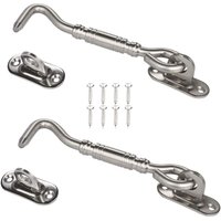 Tinor - Kabinenhaken, 2 Stück, Edelstahl, Schuppenschloss, 15,2 cm, Torriegel für Tür, Fensterschloss, Silber von TINOR