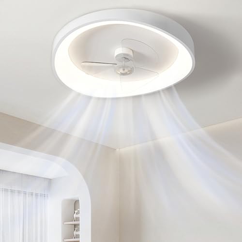 Deckenventilator mit Beleuchtung, LED Deckenleuchte mit Ventilator Fernbedienung Leise, 6 Lüftungsgeschwindigkeiten, 3 Farben Dimmbare, Timer Lampe, für Schlafzimmer Wohnzimmer Esszimmer-42cm von TINS