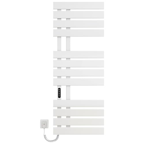 TINS Elektrischer Handtuchhalter, Badheizkörper Elektrisch WiFi Weiß, 500×1300mm, 460W, für Alexa und Google Home and APP, Handtuchtrockner Elektrisch, Badheizkörper Handtuchhalter -WiFi White Left von TINS