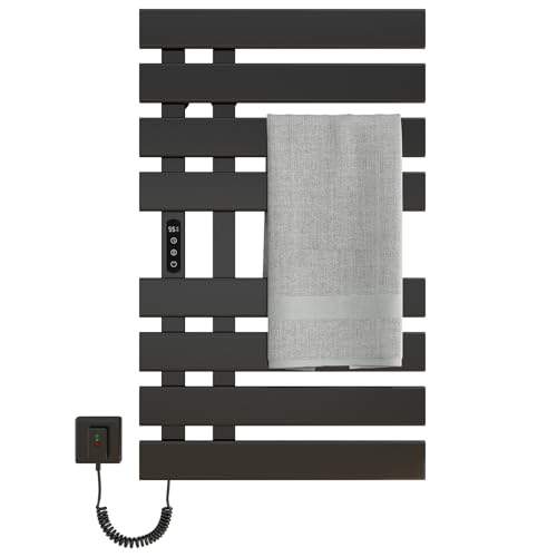 TINS Elektrischer Handtuchhalter, Badheizkörper Elektrisch WiFi Schwarz, 500×820mm, 300W, für Alexa und Google Home and APP, Handtuchtrockner Elektrisch, Badheizkörper Handtuchhalter-WiFi Black Left von TINS