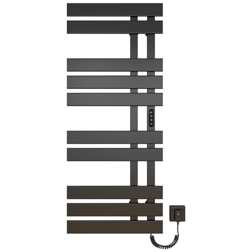 TINS Elektrischer Handtuchheizkörper Intelligenter Konstanttemperatur Handtuchheizer Badheizkörper Matt Schwarz Kohlefaser Heizung Handtuchtrockner Energie Sparen mit Timing-Black Right von TINS