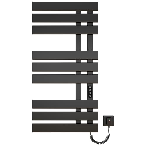 TINS Elektrischer Handtuchheizkörper Intelligenter Konstanttemperatur Handtuchheizer Badheizkörper Matt Schwarz Kohlefaser Heizung Handtuchtrockner Energiesparender Sicherheit-Black Right von TINS