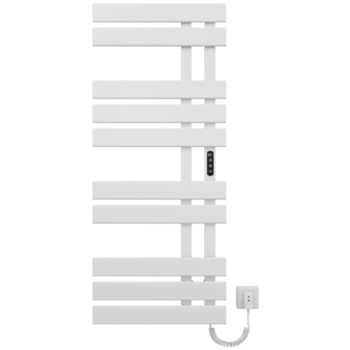 TINS Elektrischer Handtuchheizkörper Intelligenter Konstanttemperatur Handtuchheizer Badheizkörper Matt Schwarz Kohlefaser Heizung Handtuchtrockner Energiesparender Sicherheit-White Right von TINS