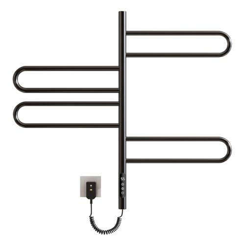 Handtuchheizkörper Elektrisch, 180° Drehung Badheizkörper Elektrisch Schwarz, 170W, Handtuchtrockner Elektrisch, Heizkörper Bad, Badheizkörper Handtuchhalter, IPX5 Wasserdicht, Energie Sparen-Black von TINS