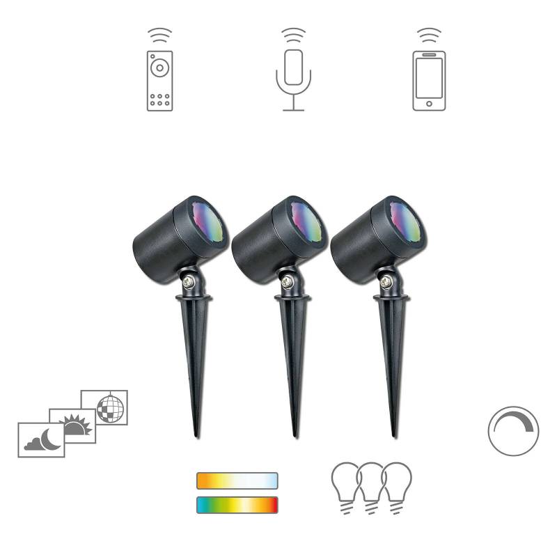 Müller Licht LED-Außenstrahler tint Flores, 3er-Set von tint