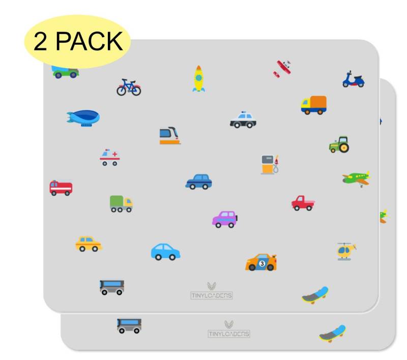 TINYLOADERS Platzset Platzdeckchen, Platzmatte, Tischset, Placemat, Unterlage 43 cm x 34 cm, (Spar-Set, 2 Tischsets), Weiches Vinyl, ideal als Kinderunterlage zum Essen Backen oder Basteln von TINYLOADERS