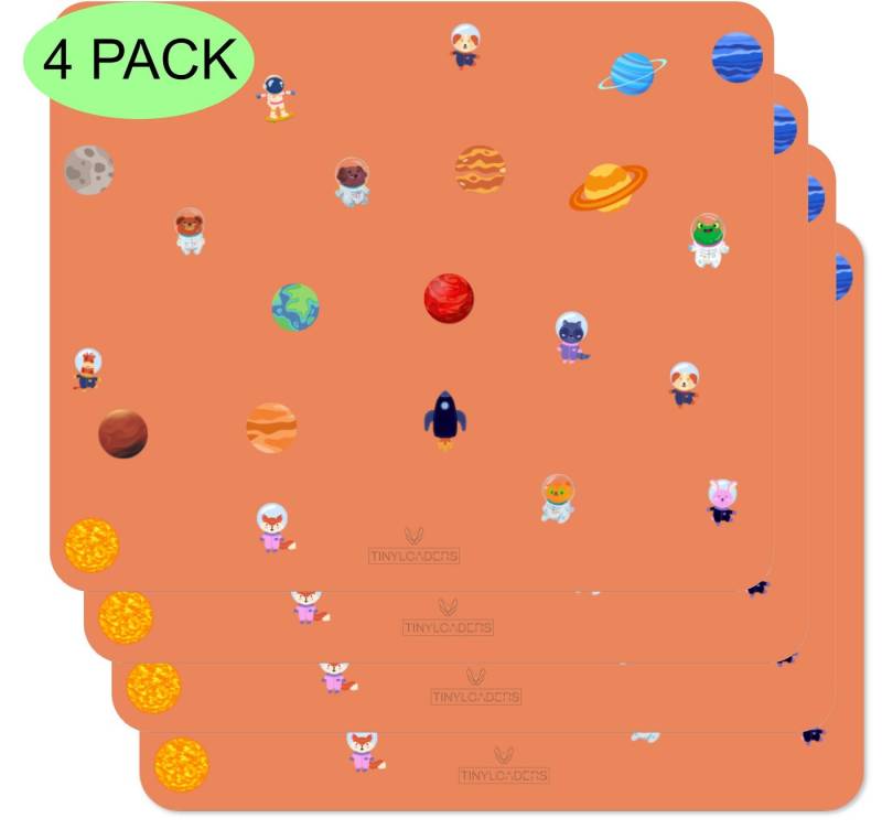TINYLOADERS Platzset Platzdeckchen, Platzmatte, Tischset, Placemat, Unterlage 43 cm x 34 cm, (Spar-Set, 4 Tischsets), Weiches Vinyl, ideal als Kinderunterlage zum Essen Backen oder Basteln von TINYLOADERS