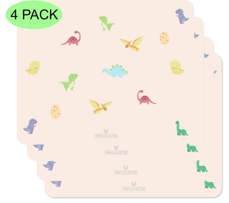 TINYLOADERS Platzset Platzdeckchen, Platzmatte, Tischset, Placemat, Unterlage 43 cm x 34 cm, (Spar-Set, 4 Tischsets), Weiches Vinyl, ideal als Kinderunterlage zum Essen Backen oder Basteln von TINYLOADERS
