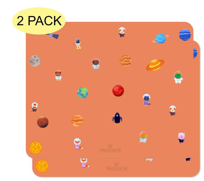TINYLOADERS Platzset XL Platzmatte, Platzdeckchen, Tischset, Placemat, Unterlage 65 x 50 cm, (Spar-Set, 2 Tischsets), Weiches Vinyl, ideal als Kinderunterlage zum Essen Backen oder Basteln von TINYLOADERS