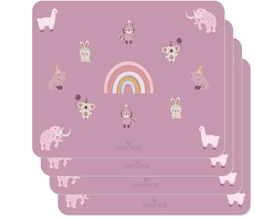 TINYLOADERS 4xSET Platzdeckchen, Platzmatte, Tischset, Placemat, Unterlage in vielen Farben und Motiven, frei von BPA, 43 cm x 34 cm, Rainbow-Birthday von TINYLOADERS