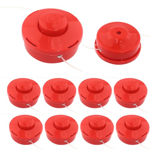 TIOMIOSEA 10 Stück Doppelfadenkopf für Motorsense, Fadenspule Rasentrimmer, Fadenkopf Mähkopf Ersatzspule Nylonfaden für Motorsensen Benzin Freischneider M10x1,25mm von TIOMIOSEA