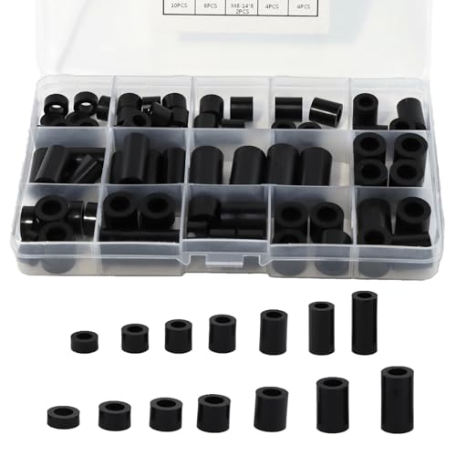 TIOMIOSEA 14-Format-Set Distanzhülsen Kunststoff M6 M8-80 Stück Runde Nicht Gewinde Spalte Abstandshalter mit Box - Nylon Unterlegscheiben für Elektronik, Auto, Schiff, Heimtextilien TIOMIOSEA 14-Format-Set Distanzhülsen Kunststoff M6 M8-80 Stück Runde Nicht Gewinde Spalte Abstandshalter mit Box - Nylon Unterlegscheiben für Elektronik, Auto, Schiff, Heimtextilien von TIOMIOSEA
