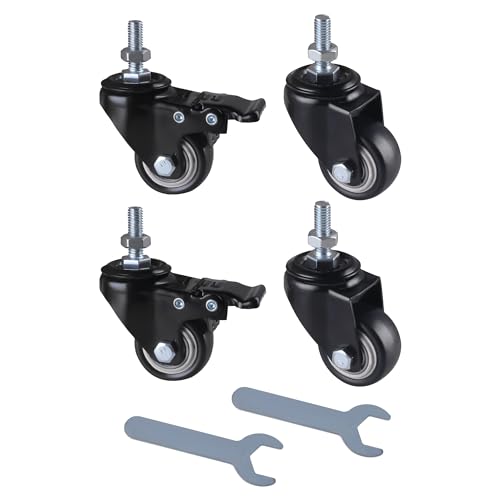 TIOMIOSEA 4pcs 1,5 Zoll Schraube schwenkbar Gold Diamant Rollen Gewinde M8 *25mm (mit Schraube Aktivität + Schraube Bremse + Mutter + Schraubenschlüssel) Heavy Duty Möbelrollen, non-marking und leise von TIOMIOSEA