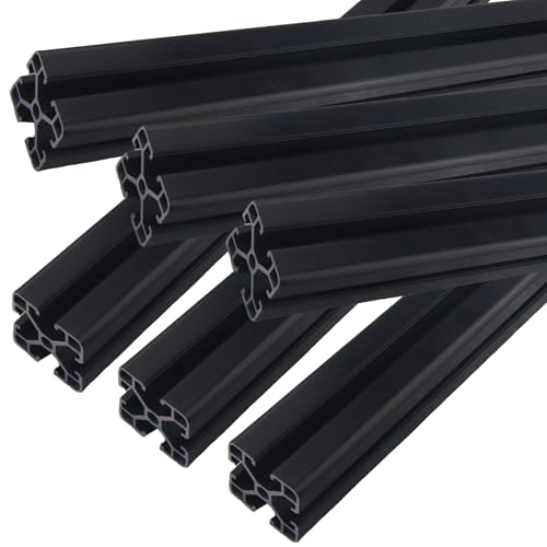TIOMIOSEA 6 Stück Aluprofil 4040 T Typ Schwarz 600mm Aluminiumprofil Extrusions Europäischer Standard Eloxierte Linearschiene 40x40 Alu Profil für 3D-Drucker, CNC und DIY Projekte von TIOMIOSEA