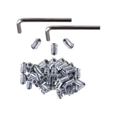 TIOMIOSEA 60 Stück inschraubmutter M8 x 20 mm, Gewindeeinsatz Holz Einschraubmuffen, Innensechskant Mutter Hex Antrieb Nuss für Holzmöbel Hex Innensechskantmuttern aus verzinktem Stahl von TIOMIOSEA