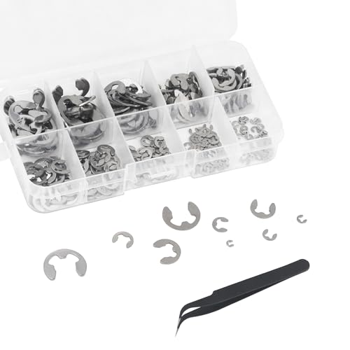 TIOMIOSEA E-Clips Set, 300 Stück 10 Größen Sicherungsscheiben Edelstahl fÜr Wellen Sortiment Kit, Externe Haltering Snap Intern mit Kunststoffbox und Pinzette M1.5/M2/M3/M4/M5/M6/M7/M8/M9/M10 TIOMIOSEA E-Clips Set, 300 Stück 10 Größen Sicherungsscheiben Edelstahl fÜr Wellen Sortiment Kit, Externe Haltering Snap Intern mit Kunststoffbox und Pinzette M1.5/M2/M3/M4/M5/M6/M7/M8/M9/M10 von TIOMIOSEA