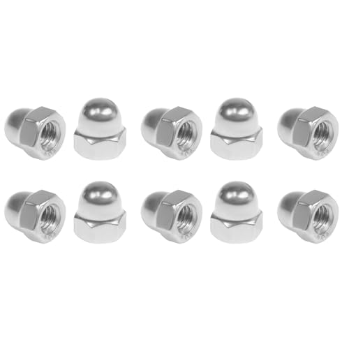TIOMIOSEA Hutmuttern M10 Edelstahl Kappenmuttern 10 Stück, DIN 1587 Hohe Form Hochwertige Kappenmuttern Sechskant Hutmuttern, Hutmuttern für Schrauben, Mutter Gewindestange & Gewindebolzen von TIOMIOSEA
