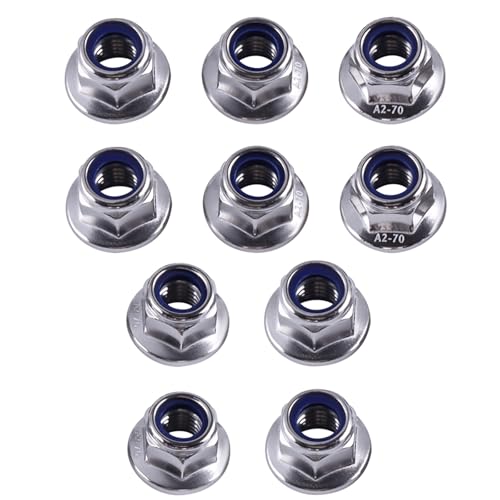TIOMIOSEA M10 Flanschmuttern 10 Stk selbstsichernd Muttern Edelstahl Rostfrei Sechskantmuttern mit Flansch DIN 6926 Sicherungsmuttern mit Polyamid-Klemmteil TIOMIOSEA M10 Flanschmuttern 10 Stk selbstsichernd Muttern Edelstahl Rostfrei Sechskantmuttern mit Flansch DIN 6926 Sicherungsmuttern mit Polyamid-Klemmteil von TIOMIOSEA