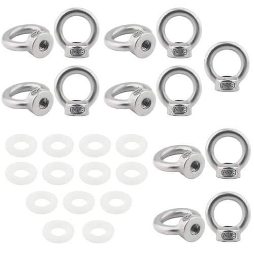 TIOMIOSEA Ringmutter M6, 304 Edelstahl Gewinde Ösenmutter 13 Stück, Ringförmige Innengewinde-Befestigungsschraube, Ringmuttern, Ringösen, Ringschrauben, zum Heben von Zubehör von TIOMIOSEA