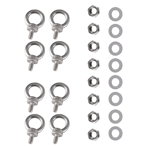 TIOMIOSEA Ringschraube M6*11 mm 8 Stück, 304 Edelstahl Augbolzen Ringbolzen Rostfrei Ösenschrauben Hardware Ringschrauben, Wasserdicht und Rostfrei, Augbolzen zur Befestigung und Aufhängung von TIOMIOSEA