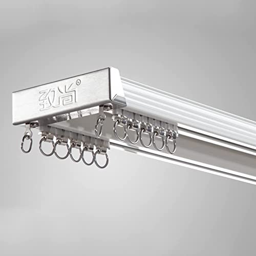 Curtain Conjoined Double Tracks Ceiling Mounting Heavy-Duty Curtain Rails for Living Room Bedroom Room Divider，Customized Length (ivory white Length 250cm) von TIPIACE