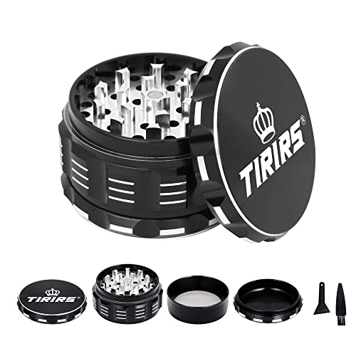 TIRIRS 7,5 cm, 4 Stück, Premium Kräutermühle – Aluminium Gewürzmühle mit Pollenschaber und Reinigungsbürste – Schwarz TIRIRS 7,5 cm, 4 Stück, Premium Kräutermühle – Aluminium Gewürzmühle mit Pollenschaber und Reinigungsbürste – Schwarz von TIRIRS