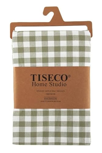 TISECO - Tischdecke Gingham - Baumwolle - Karierte - 150x150 cm, Oliv von TISECO