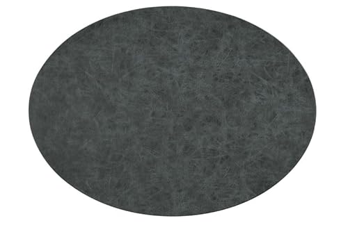 ZICZAC - Tischset Truman - Set/6 - Kunstleder - einseitig, leicht zu reinigen, rutschfest - Oval - 33x45 cm - Schwarz von TISECO