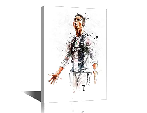 CR7 Leinwandbild, Poster, Wandkunst, Dekoration, portugiesische, professionelle Sportlerbilder, moderne Dekoration, Leinwanddruck für Zuhause, Schlafzimmer, fertig zum Aufhängen, 45.7 cm Bx30.5 cm H von TISHIRON