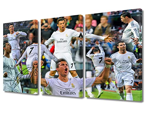 Cristiano Ronaldo Bilder 3-teiliges Weltmeisterschaft, Fußball, Superstar-Gemälde, Leinwandkunst, Wanddekoration, modernes Haus, Dekor, Kunstwerk, Giclée, fertig zum Aufhängen, 61 cm Bx91.4 cm H von TISHIRON