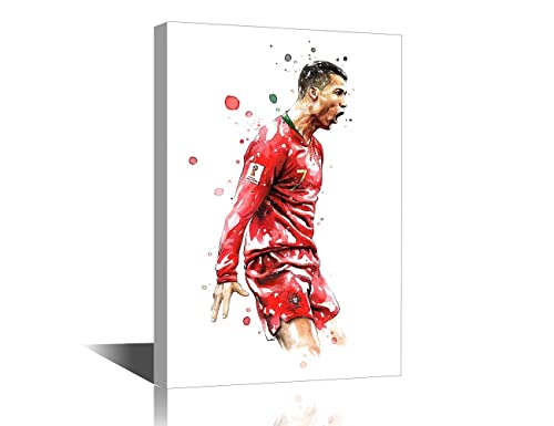 Cristiano Ronaldo Leinwandkunst, gerahmt, CR7-Poster, dekorative Bilder, Malerei, moderne Wohnkultur, Leinwand für Zuhause, Wohnzimmer, Esszimmer, fertig zum Aufhängen, 45.7 cm Bx30.5 cm H von TISHIRON