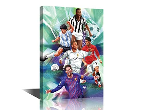 Fußball-Wandkunstdrucke Fußball-Poster – Fußballzimmer-Dekoration für Männer, Kinder, Jugendliche – Fußball-Poster-Set für Schlafzimmer, Männerhöhle, fertig zum Aufhängen, 45.7 cm Bx30.5 cm H von TISHIRON