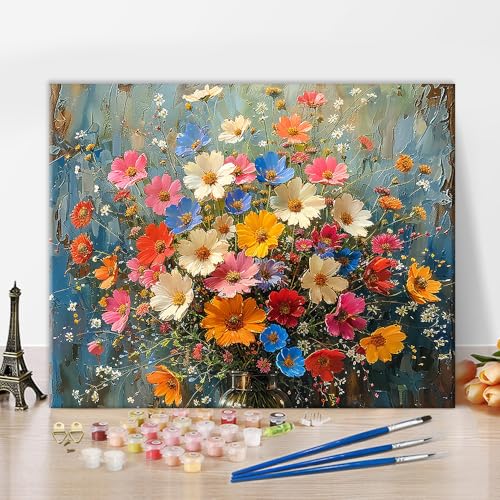 TISHIRON Blume Malen Nach Zahlen Erwachsene, bunte Blumen Malen-Nach-Zahlen, Malen Nach Zahlen Kits Auf Leinwand, DIY Handgemalt Ölgemälde Kit Mit Pinseln Ohne Rahmen Geschenk - 16 * 20 Zoll TISHIRON Blume Malen Nach Zahlen Erwachsene, bunte Blumen Malen-Nach-Zahlen, Malen Nach Zahlen Kits Auf Leinwand, DIY Handgemalt Ölgemälde Kit Mit Pinseln Ohne Rahmen Geschenk - 16 * 20 Zoll von TISHIRON