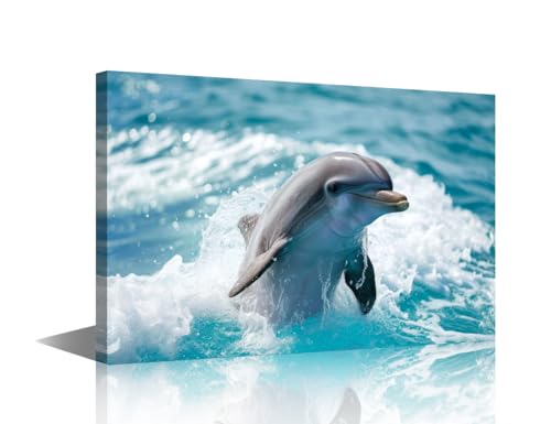 TISHIRON Delfin-Wandgemälde mit Ozean-Thema, 1 Stück, Badezimmer-Dekor, Wandkunst, Meereslandschaft, Bilder, nautisches Schlafzimmer-Dekor, Leinwanddruck, Kunstwerk, inspirierendes, gerahmtes Gemälde TISHIRON Delfin-Wandgemälde mit Ozean-Thema, 1 Stück, Badezimmer-Dekor, Wandkunst, Meereslandschaft, Bilder, nautisches Schlafzimmer-Dekor, Leinwanddruck, Kunstwerk, inspirierendes, gerahmtes Gemälde von TISHIRON