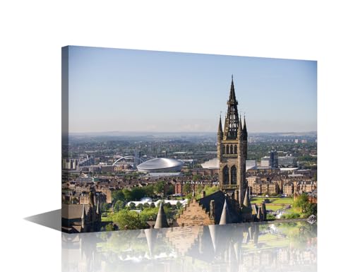 TISHIRON Leinwandkunst Glasgow Skyline Wandkunst Stadtbild Drucke für Schlafzimmer Leinwanddruck Gemälde Kunstwerk Stadt Glasgow Übersicht Moderne Dekoration Arbeitszimmer Schlafzimmer Wohnkultur 61 von TISHIRON