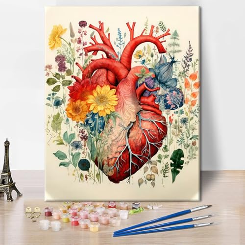 TISHIRON Malen Nach Zahlen Erwachsene Herz Malen Nach Zahlen Ab 9 Jahre Mädchen Orgel DIY Handgemalt Ölgemälde Kit Heimdekorations, 40x50cm von TISHIRON