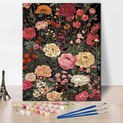 TISHIRON Malen Nach Zahlen Erwachsene Malen-Nach-Zahlen Kits Lebendige Blumen Malen Nach Zahlen Blumen Hund Malen Nach Zahlen Junior Erwachsene DIY Handgemalt Ölgemälde Kit Als Geschenk, 40x50cm von TISHIRON