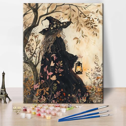 TISHIRON Malen Nach Zahlen Für Erwachsene, Waldhexe Malen Nach Zahlen, DIY Malen-Nach-Zahlen Kits, Malen Nach Zahlen Mit Pinseln Handgemalt Ölgemälde Leinwand Für Home Decor - 16 * 20 Zoll von TISHIRON