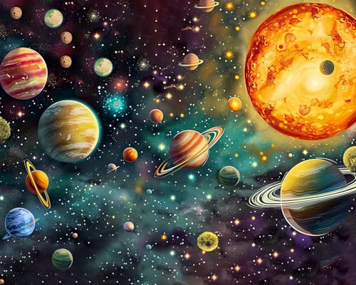 TISHIRON Malen Nach Zahlen Für Erwachsene Anfänger, Planeten und Nebel Malen Nach Zahlen Kits DIY Acrylmalerei Für Erwachsene Kinder Kosmisches Sonnensystem Abstrakte Kunsthandwerk, 16x20 Zoll von TISHIRON