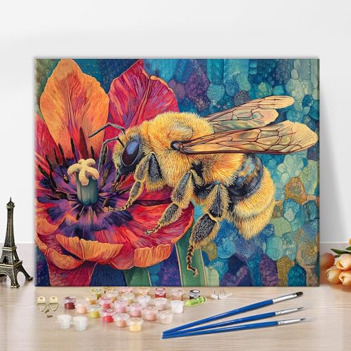 TISHIRON Malen Nach Zahlen Mifeng auf Blumen Malen-Nach-Zahlen Erwachsene DIY Leinwand Handgemalt Ölgemälde Kit auf Leinwand mit Pinseln und Pigment, 40x50cm von TISHIRON