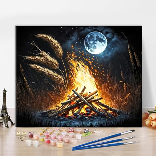 TISHIRON Malen nach Zahlen Lagerfeuer im Wald bei Vollmond Malen nach Zahlen Set für Erwachsene, Digitales Malen mit Pinseln und Pigmenten für Zuhause Wand Dekoration, 40x50 CM TISHIRON Malen nach Zahlen Lagerfeuer im Wald bei Vollmond Malen nach Zahlen Set für Erwachsene, Digitales Malen mit Pinseln und Pigmenten für Zuhause Wand Dekoration, 40x50 CM von TISHIRON