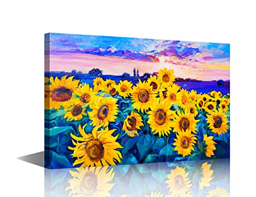 TISHIRON Rustikaler Bauernhof-Sonnenblumen-Wandkunst, Leinwanddruck, gerahmt, Sonnenblume, Vintage-Kunst, Heimdekoration, Gemälde zum Aufhängen an Wänden, fertig zum Aufhängen, 40.6x61 cm TISHIRON Rustikaler Bauernhof-Sonnenblumen-Wandkunst, Leinwanddruck, gerahmt, Sonnenblume, Vintage-Kunst, Heimdekoration, Gemälde zum Aufhängen an Wänden, fertig zum Aufhängen, 40.6x61 cm von TISHIRON