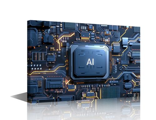 Wanddekoration, hochmoderner KI-Prozessor, Leinwand, Wandkunst, Computer-Motherboard, modernes Kunstwerk für Büro, elektronischer PC, Bilddruck auf Leinwand, gerahmt, fertig zum Aufhängen, 61 cm B x Wanddekoration, hochmoderner KI-Prozessor, Leinwand, Wandkunst, Computer-Motherboard, modernes Kunstwerk für Büro, elektronischer PC, Bilddruck auf Leinwand, gerahmt, fertig zum Aufhängen, 61 cm B x von TISHIRON
